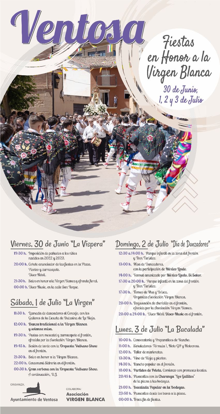 Fiestas patronales en honor a la Virgen Blanca 2023 Ventosa